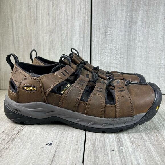 KEEN Utility Atlanta II Brown Leather Steel Toe Sandal Shoe Mens Size 9 EE Wide - Picture 3 of 10